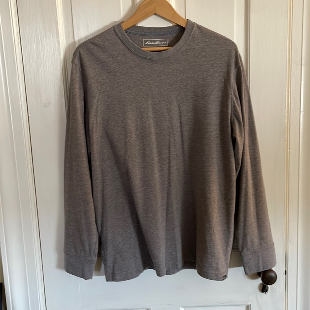 Grey/ Brown Mens Large Eddie Bauer Legendwash Long Sleeve T-Shirt